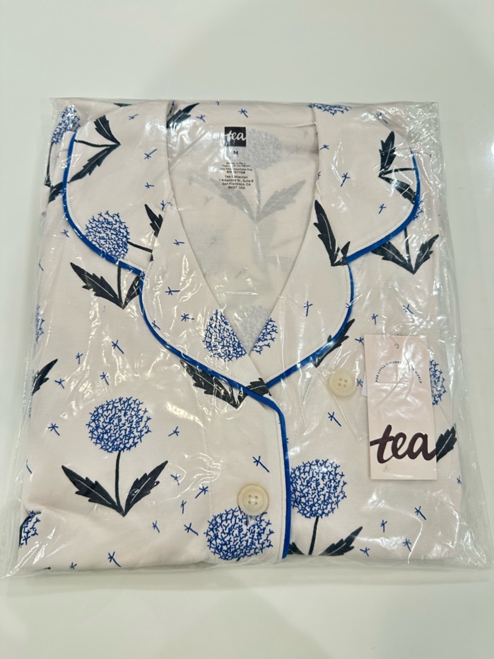 Tea Collection Women's Cotton Floral Short Pajama Set - Blue Flower - Picture 2 of 2